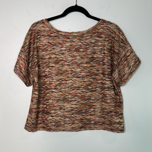 FREE PEOPLE Rainbow Waves Multi Color Knit Boxy Cropped Top size Large - Picture 3 of 11